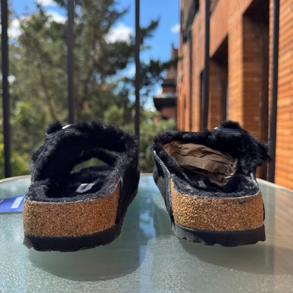 New Birkenstock Arizona Shearling Sandals in Suede Black US 8 / EUR 39 - Picture 7 of 12